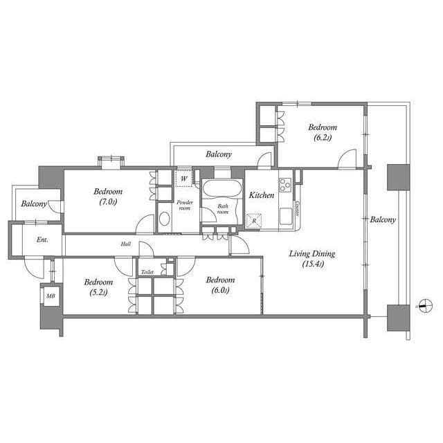 Main floorplan of LaSante east white wall