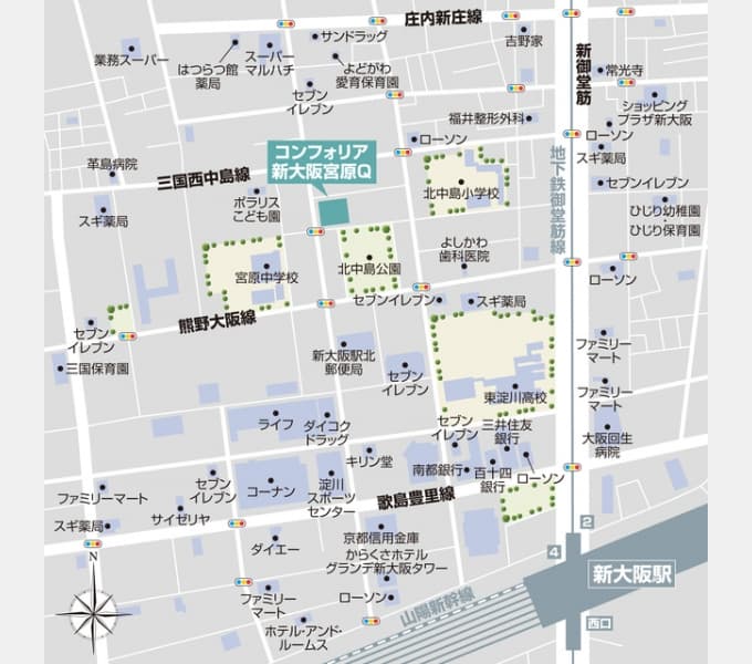 Main exterior of Comforia Shin-Osaka Miyahara Q